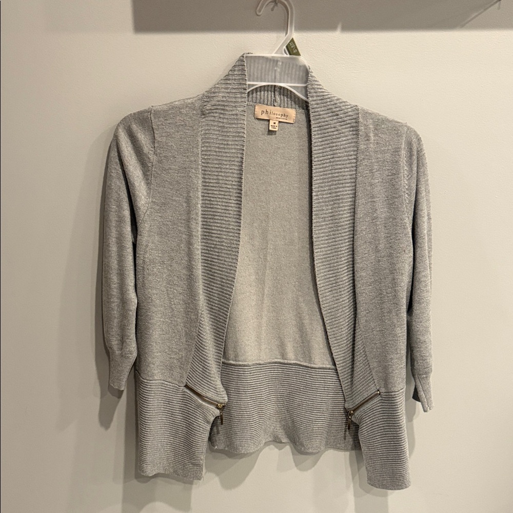 Philosophy Light Gray Open-Front Cardigan